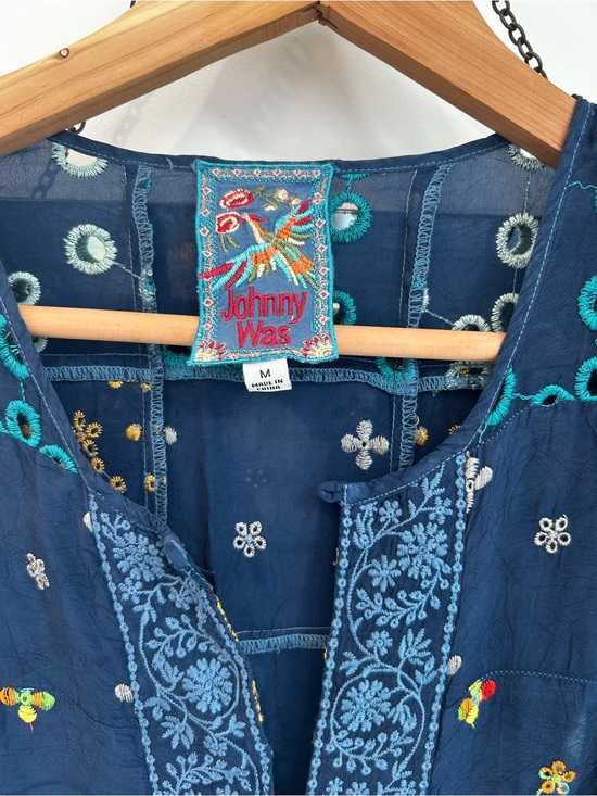Johnny Was Dresses & Skirts - Johnny Was Navy Blue Embroidered Boho Dress size medium